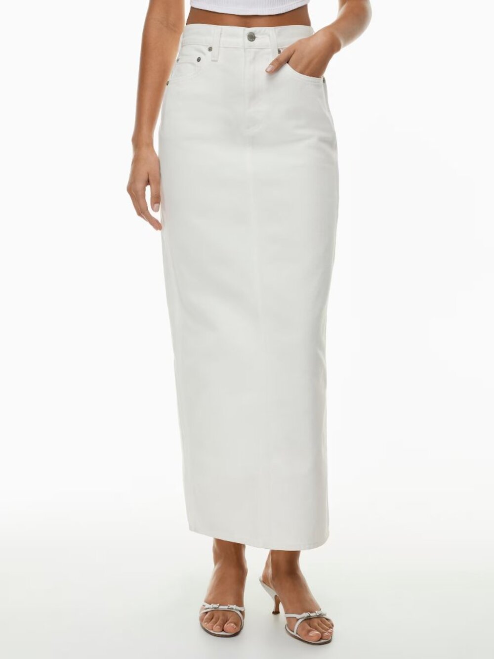 Denim Forum The '90s Pencil Maxi Denim Skirt